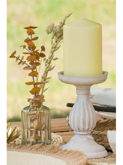 KERZENHALTER HOLZ ELFENBEIN DIA 10.5CM X 17CM