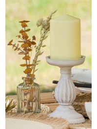 IVORY WOODEN CANDLE HOLDER DIA 10.5CM X 17CM