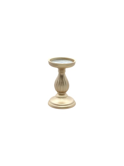 GOLD WOODEN CANDLE HOLDER DIA 10.5CM X 17CM
