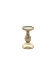 GOLD WOODEN CANDLE HOLDER DIA 10.5CM X 17CM