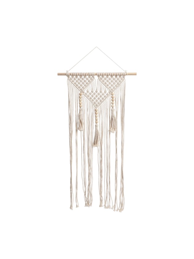 DECO MURALE MACRAME BLANC CASSE 40CM X 1CM X 70-80CM