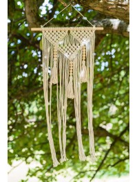 WANDDEKO MAKRAMEE WEISS CASSE 40CM X 1CM X 70-80CM
