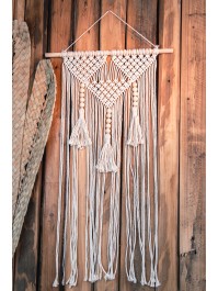 WANDDEKO MAKRAMEE WEISS CASSE 40CM X 1CM X 70-80CM