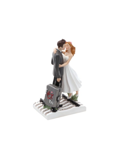 WEDDING COUPLE WITH SUITCASE 11CM X 7.5CM X 18.3CM