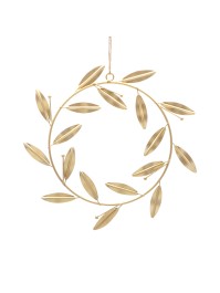 COURONNE DE FEUILLES DOREES A SUSPENDRE DIA 20CM (29CM X 1CM X 36CM)