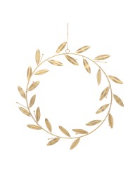 COURONNE DE FEUILLES DOREES A SUSPENDRE DIA 30CM (39CM X 1CM X 48CM)