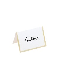 10 MARQUE-PLACES PAPIER BLANC LISERE DORE 7CM X 5CM