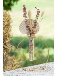 SOLIFLORE VERRE SUR SUPPORT METAL ROND 22CM X 9CM X 20CM