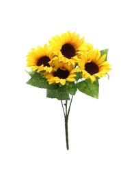 BUNCH OF 7 YELLOW SUNFLOWERS 34CM