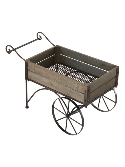 HOLZSCHUBKARRE UND METALL 63CM X 29CM X 35CM