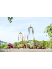 LATERNE METALL GLAS PYRAMIDE PM 15.5CM X 15.5CM X 43CM