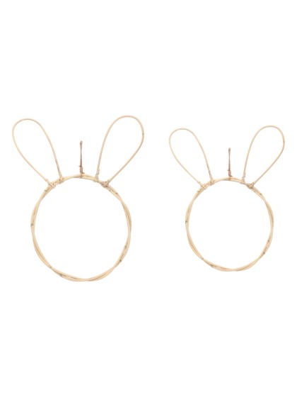 SET 2 RATTAN RABBIT HEADS AROUND 35CM X 1.5CM X 48CM/ 36CM X 1.5CM X 42CM