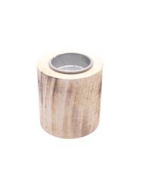 BLEACHED WOODEN TRUNK CANDLEHOLDER DIA 7.5CM X 8CM