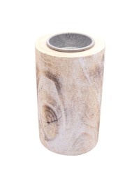 BLEACHED WOODEN TRUNK CANDLEHOLDER DIA 7.5CM X 12CM