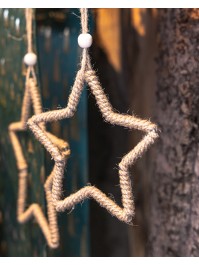 HANGING METAL JUTE STAR 15CM