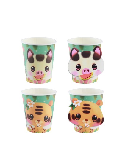 8 CUPS 3D 250ML PLASTIC FREE 2 ASS BANGOBERRY © DIA 5.2CM X 8.8CM / DIA TOP 7.5CM
