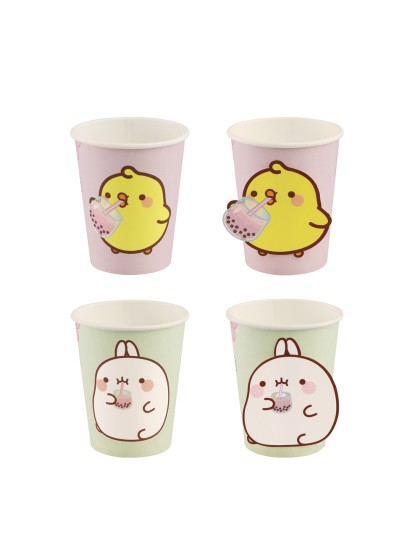 8 CUPS 3D 250ML PLASTIC FREE 2 ASS MOLANG © DIA 5.2CM X 8.8CM / DIA TOP 7.5CM
