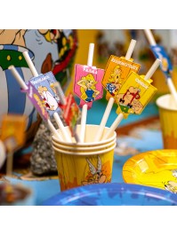 PACK 8 PAPER STRAWS + DECO ASTERIX® 19.6CM / 4CM X 6.3CM HT