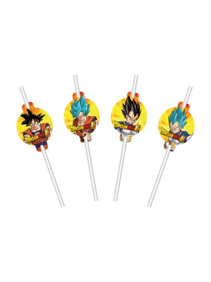 PACK 8 PAPER STRAWS + DECO DRAGON BALL SUPER © 19.6CM / DIA 4.8CM X 6.3CM HT