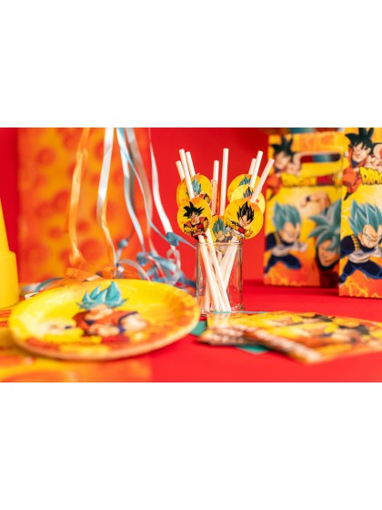 8 PAILLES PAPIER + MEDAILLONS DRAGON BALL SUPER © 19.6CM / DIA 4.8CM X 6.3CM