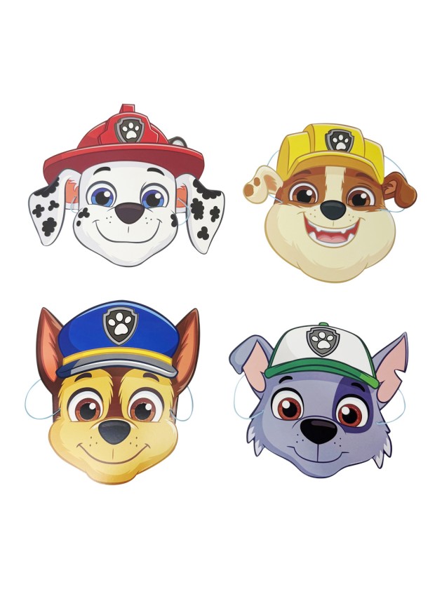 8 MASKEN PAPIER 4 SORT. PAW PATROL © VERSCHIEDENE GRÖSSEN