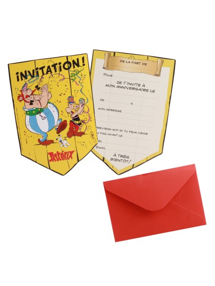 8 CARTONS INVITATION + ENVELOPPES ASTERIX® 10CM X 14.8CM