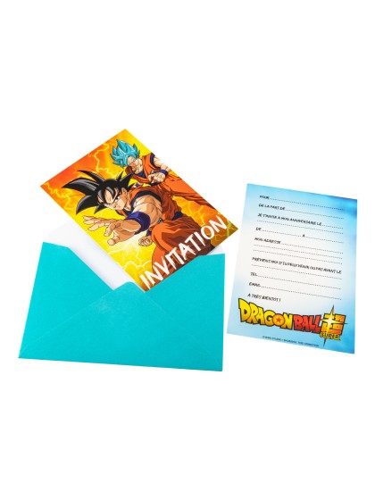 8 CARTONS INVITATION + ENV DRAGON BALL SUPER © 15CM X 10CM