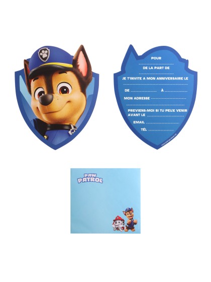8 CARTONS INVITATION + ENV PAT’PATROUILLE © 11CM X 14CM