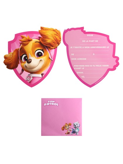 8 CARTONS INVITATION + ENV PAT’PATROUILLE © 14CM X 13CM