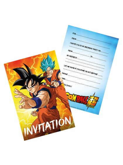 8 CARTONS INVIT + ENV DRAGON BALL SUPER ©(ENG) 15CM X10CM
