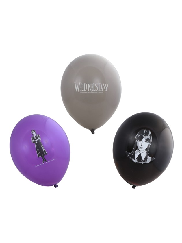 SET 6 BALLONS LATEX 3 SORT. MITTWOCH -WEDNESDAY © DIA 27CM