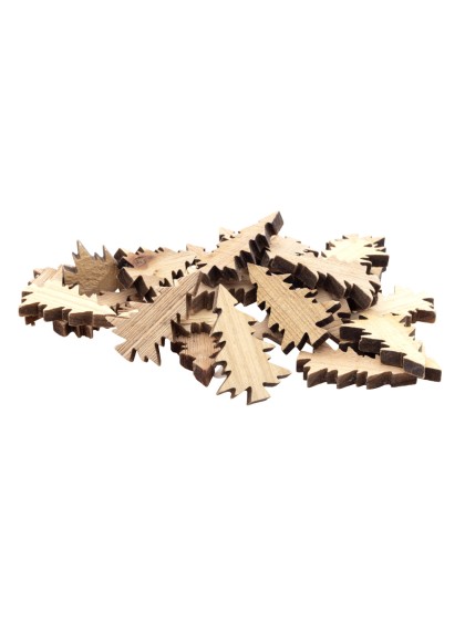 BAG 20 VINTAGE NATURAL WOODEN TREES 3CM X 5CM
