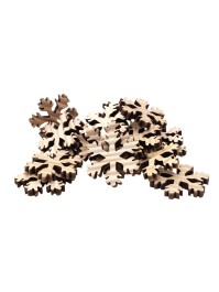 BAG 20 VINTAGE NATURAL WOODEN SNOWFLAKES 5CM