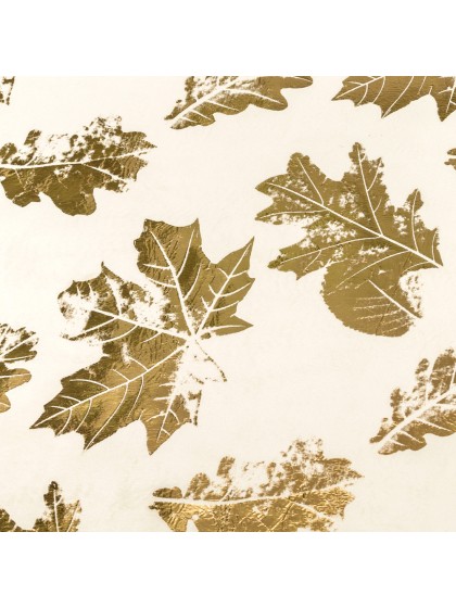 CHEMIN DE TABLE VELOURS CREME FEUILLES OR 28CM X 3M