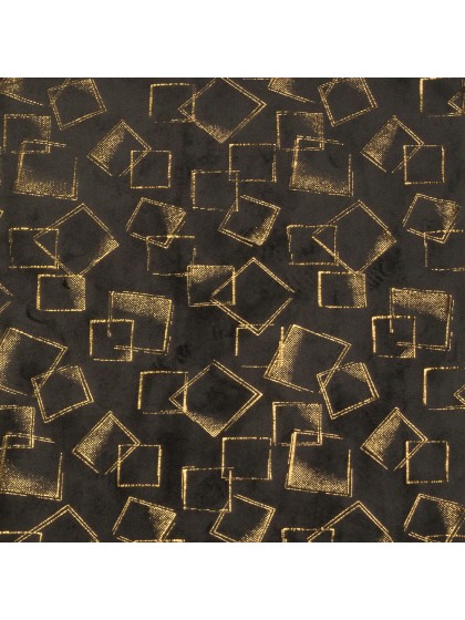 CHEMIN DE TABLE VELOURS CUBES NOIR IMPRIME OR 28CM X 3M