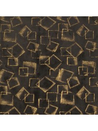 CHEMIN DE TABLE VELOURS CUBES NOIR IMPRIME OR 28CM X 3M