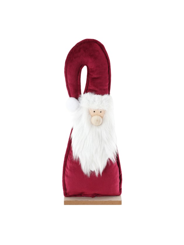 TABLE CENTER BURGUNDY VELVET SANTA W/ WHITE BEARD 12CM X 5CM X 31CM