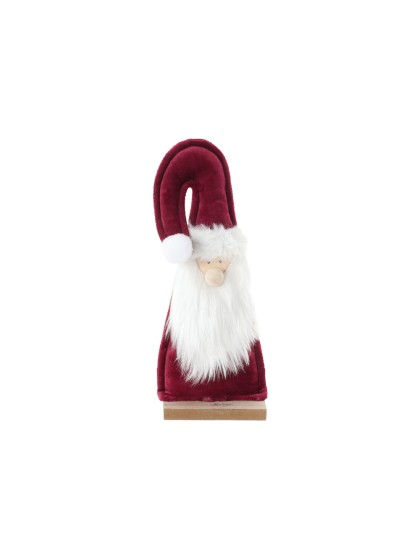 TABLE CENTER BURGUNDY VELVET SANTA W/ WHITE BEARD 8CM X 4CM X 22.5CM