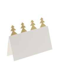 6 MARQUE-PLACES BLANC SAPINS OR 9CM X 5CM