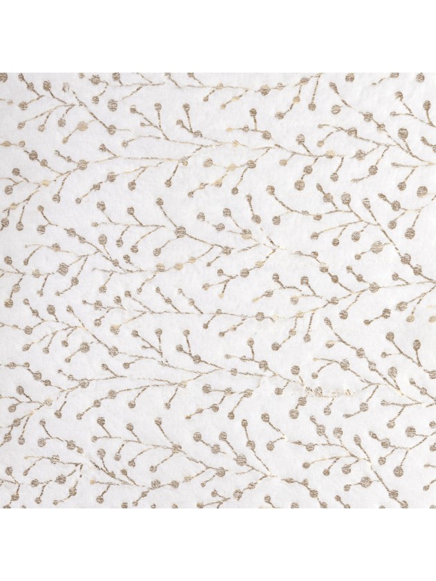 CHEMIN DE TABLE FOURRURE BLANC TWIGS IMPRESSION OR MAT 28CM X 3M