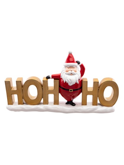 CENTRE DE TABLE RESINE PERE NOEL HOHOHO 30CM X 6.5CM X 17CM