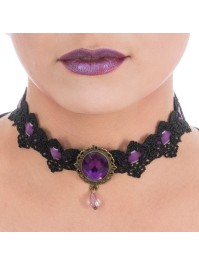 HALSKETTE RAS AUS HALS SPITZE GOTHIQUE VIOLETT 