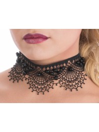 BLACK LACE NECKLACE BRACELET AND RING 
