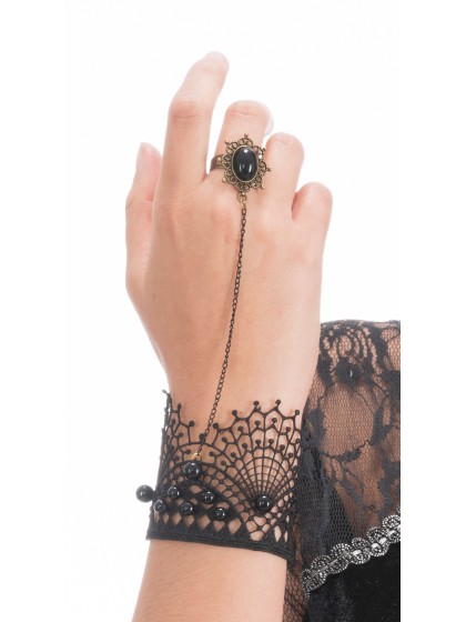 BLACK LACE NECKLACE BRACELET AND RING 
