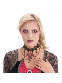 CHOKER WITH RED PEARLS 