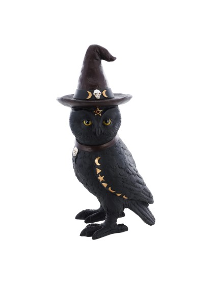 EULE SCHWARZ ZAUBERER POLYRESIN 16.5CM X 11.5CM X 31CM