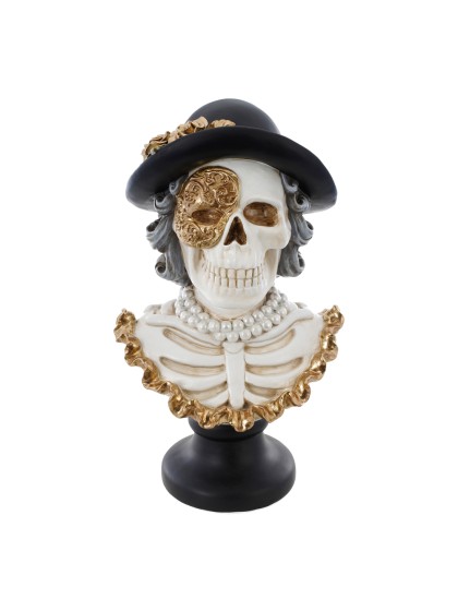 BUSTE KUNSTHARZ SKELETT GOLD FRAU 23.5CM X 19.5CM X 40.5CM