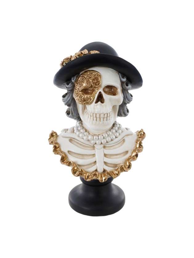 BUSTE KUNSTHARZ SKELETT GOLD FRAU 23.5CM X 19.5CM X 40.5CM