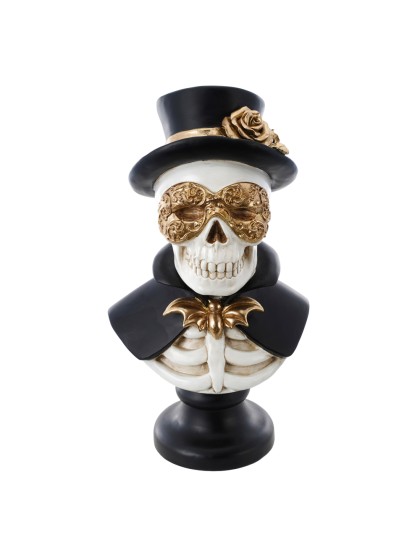 BUSTE KUNSTHARZ SKELETT GOLD MANN 23.5CM X 18.5CM X 42.5CM