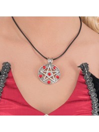 COLLIER LUCIFER ROUGE PENDENTIF 5CM X 3.5CM/ COLLIER 45CM